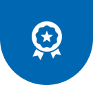 White star medal on blue background.